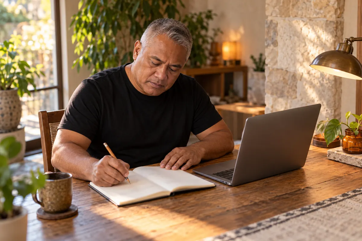 A specialist working through Content & On-Page SEO on a laptop