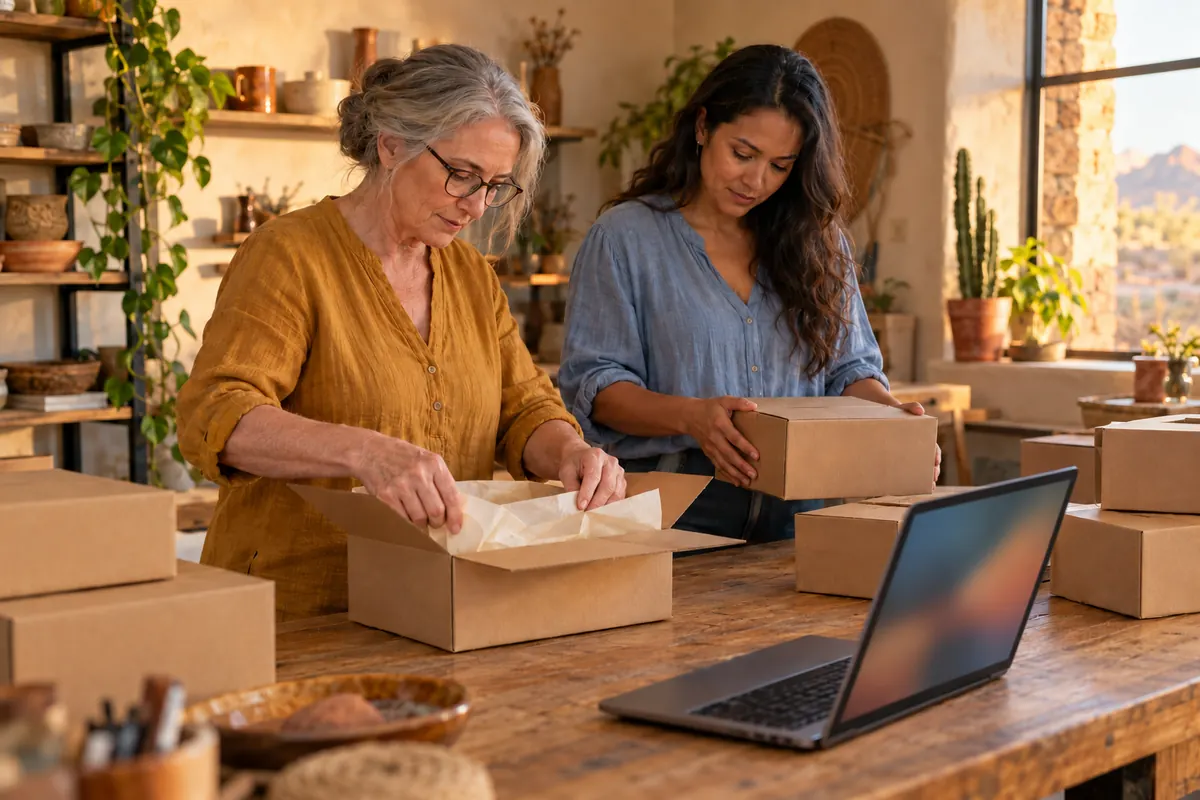 A specialist working through Ecommerce SEO on a laptop