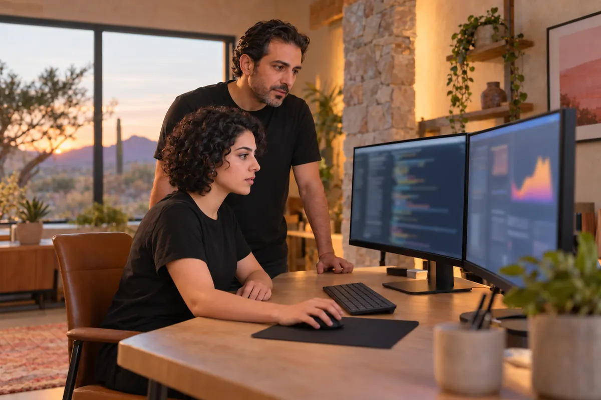 A specialist working through Technical SEO on a laptop